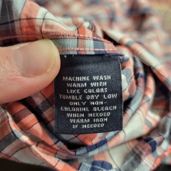 Hart Schaffner Marx Large Red Blue Plaid Button Front Longsleeve Casual Shirt - Picture 6 of 6